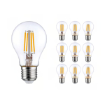 Lot 10x Filament LED E27 Poire Claire 4.5W 470lm - 827 | Remplacement 40W